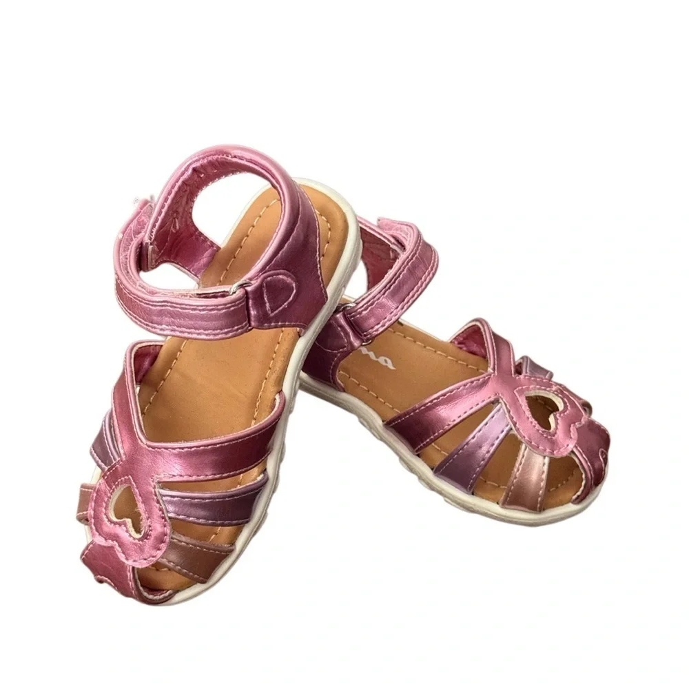 Nina Girls Dallina Pink Metallic Fisherman Heart Sandals-NWOT Size 7